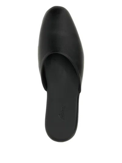 Brioni Leather Almond-toe Mules In Black