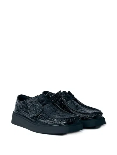 Martine Rose X Clarks Torview Croc-embossed Derby Shoes In Black