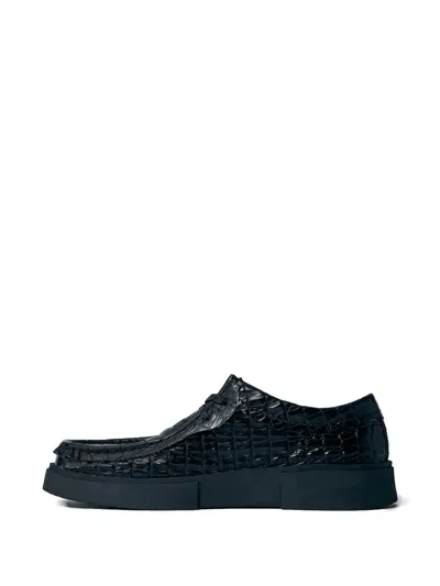 Martine Rose X Clarks Torview Croc-embossed Derby Shoes In Black