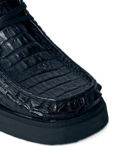 Martine Rose X Clarks Torview Croc-embossed Derby Shoes In Black