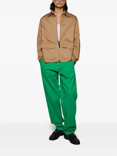 Doppiaa Patch-pocket Zip-up Jacket In Brown