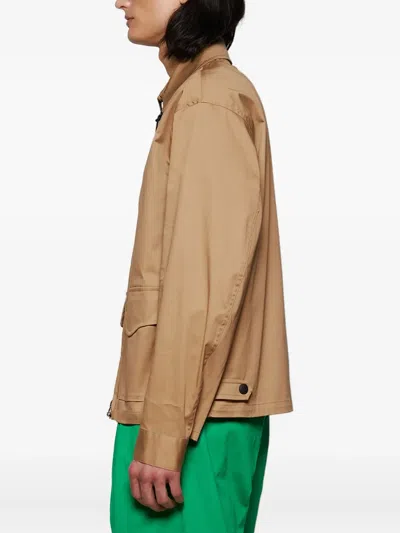 Doppiaa Patch-pocket Zip-up Jacket In Brown