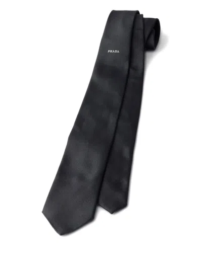 Prada 7cm Silk Tie In Black