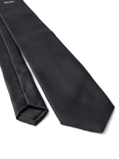 Prada 7cm Silk Tie In Black
