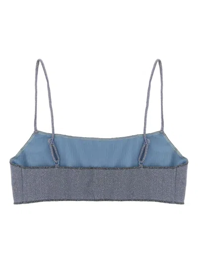 Mc2 Saint Barth Sadie Lurex Bralette Bikini Top In Blue