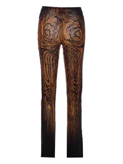 Jean Paul Gaultier Tiger Stripes-print Elastic-waist Trousers In Brown