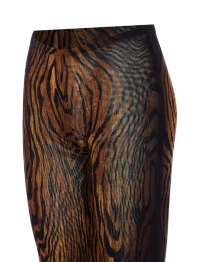 Jean Paul Gaultier Tiger Stripes-print Elastic-waist Trousers In Brown
