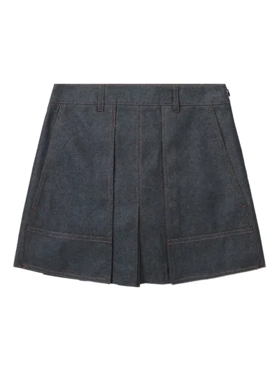 Juunj Pleated Denim Shorts In Gray