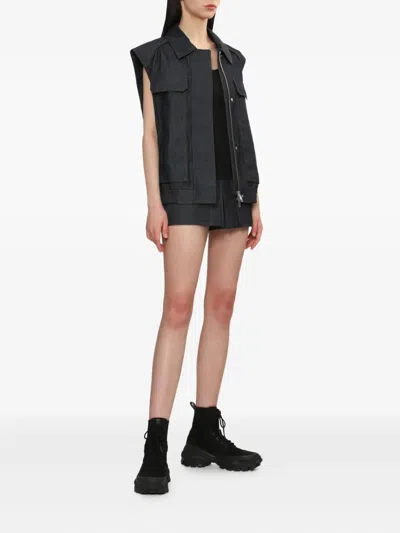 Juunj Pleated Denim Shorts In Gray