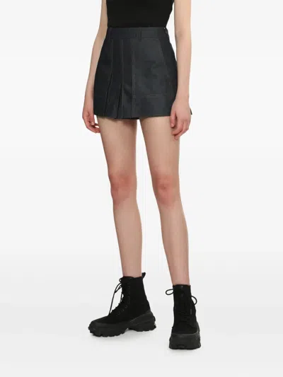 Juunj Pleated Denim Shorts In Gray