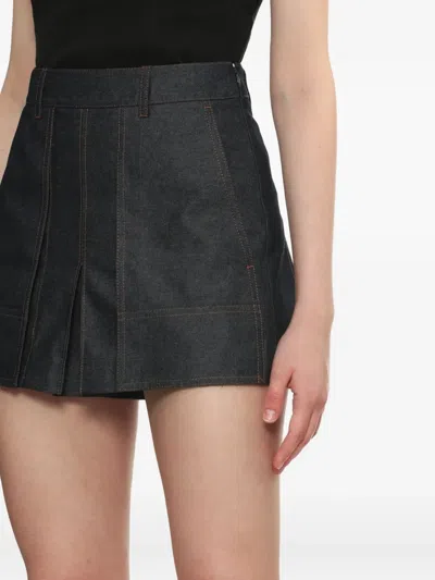 Juunj Pleated Denim Shorts In Gray