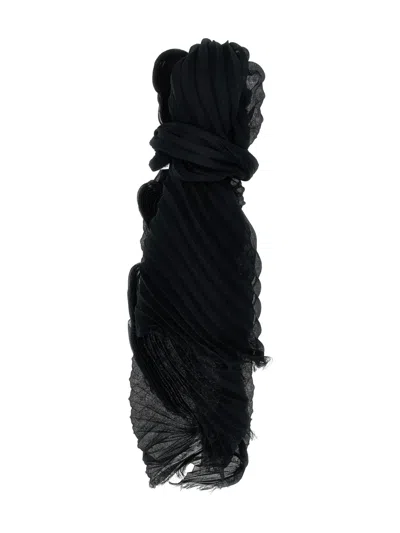 Issey Miyake Ramie Pleats Scarves And Foulards Black In Black