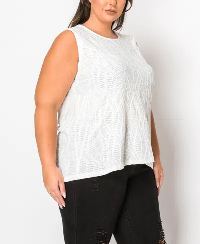 Coin 1804 Plus Size Spiral Wave Texture Strappy Back Tank Top In White