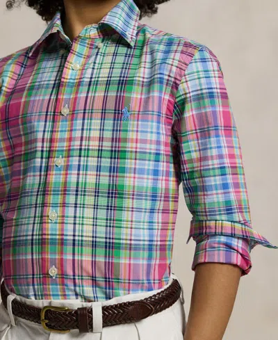Polo Ralph Lauren Big Boys Plaid Cotton Poplin Shirt In Green