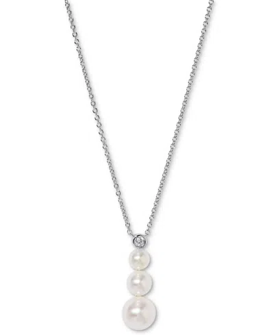 Eliot Danori Silver-tone Imitation Pearl & Cubic Zirconia Maisie Graduated Pendant Necklace, 16" + 2" Extender, E