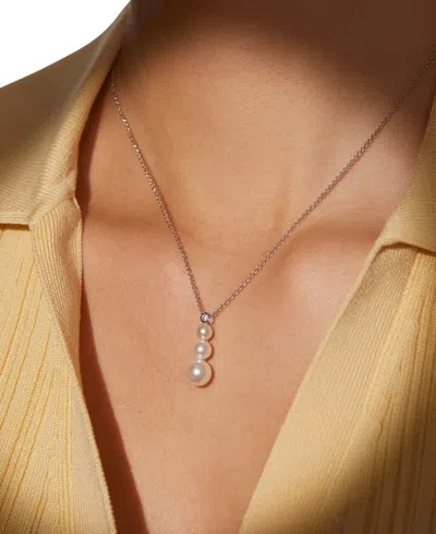Eliot Danori Silver-tone Imitation Pearl & Cubic Zirconia Maisie Graduated Pendant Necklace, 16" + 2" Extender, E