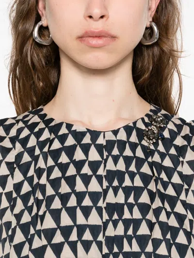 S Max Mara Falten-midikleid Mit Triangel-print In Black