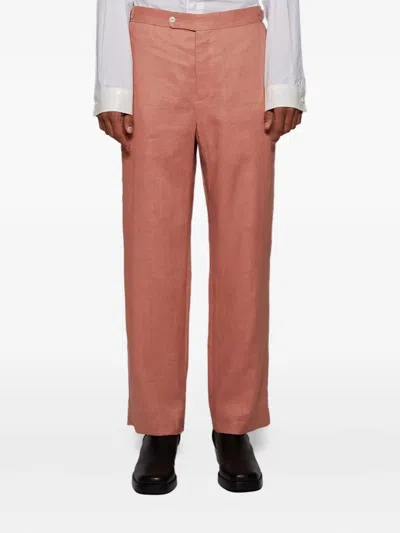 Bode Linen Trousers In Pink