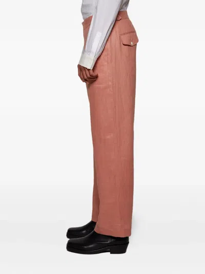 Bode Linen Trousers In Pink