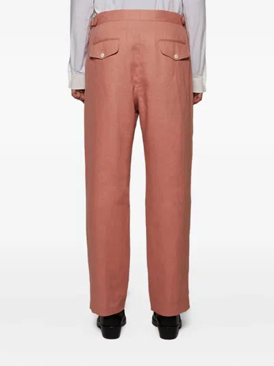 Bode Linen Trousers In Pink