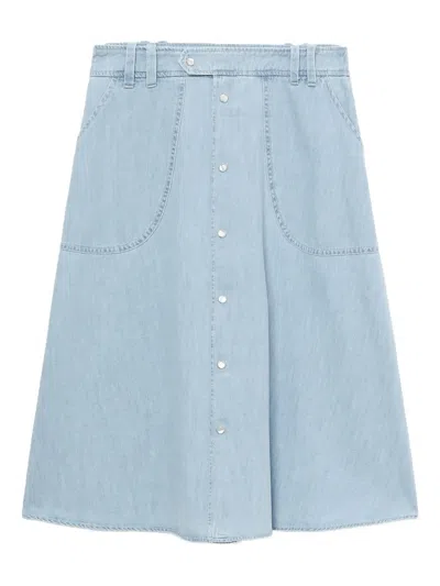 Apc Button-front Midi Skirt In Blue