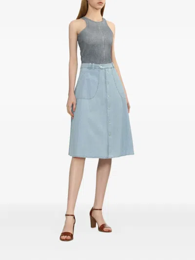 Apc Button-front Midi Skirt In Blue