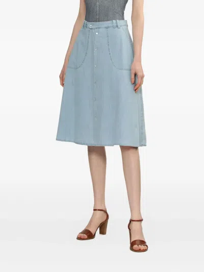 Apc Button-front Midi Skirt In Blue