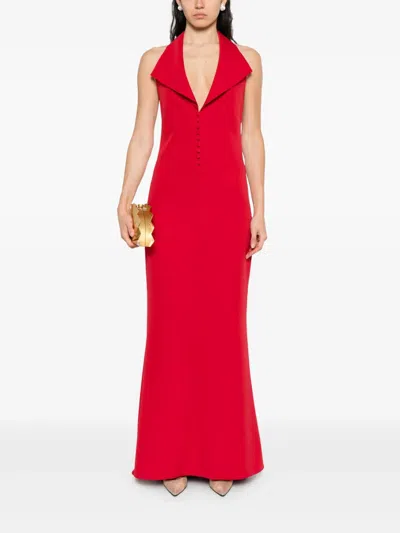 Atu Body Couture Halter-neck Button-front Maxi Dress