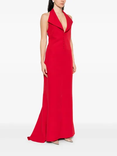 Atu Body Couture Halter-neck Button-front Maxi Dress
