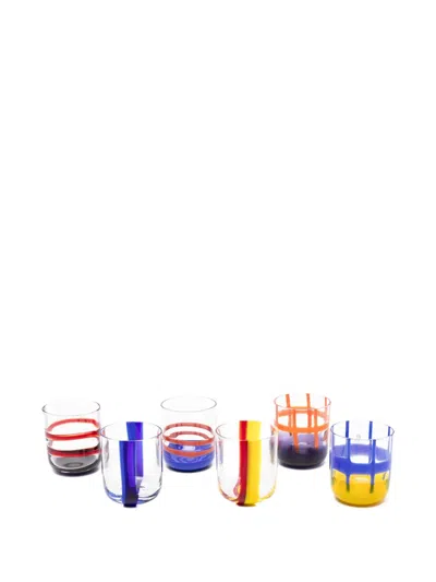 Ichendorf Milano Striped Glass Tumblers (set Of Six) In Multi