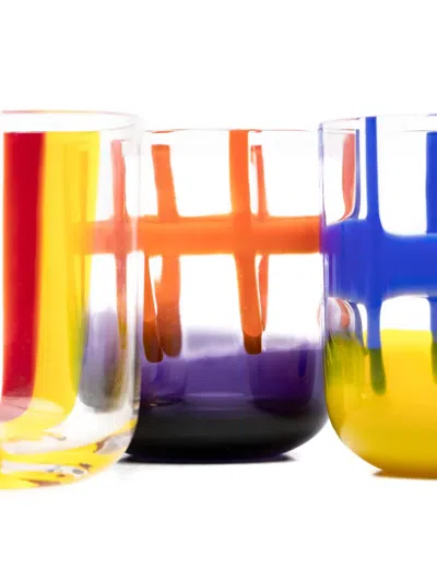 Ichendorf Milano Striped Glass Tumblers (set Of Six) In Multi
