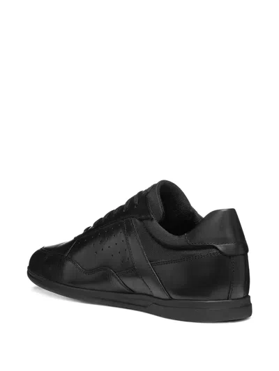 Geox Renan Perforated Leather Lace-up Sneakers In Black