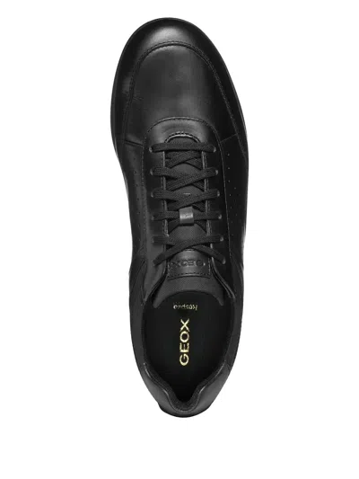 Geox Renan Perforated Leather Lace-up Sneakers In Black