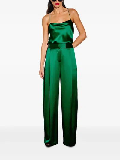 The Sei Cowl-neck Satin Top In Green