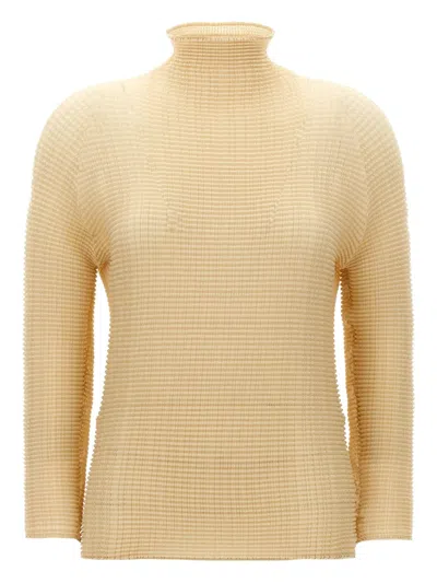 Issey Miyake Womens 40-light Beige Pleated High-neck Woven Top In Yellow