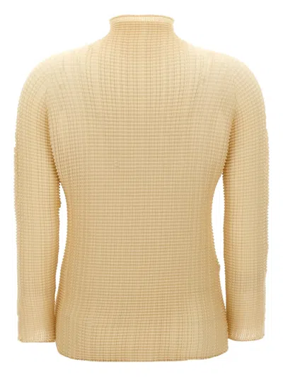 Issey Miyake Womens 40-light Beige Pleated High-neck Woven Top In Yellow