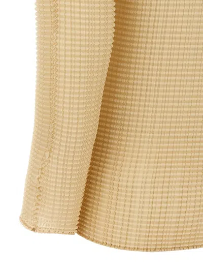 Issey Miyake Womens 40-light Beige Pleated High-neck Woven Top In Yellow