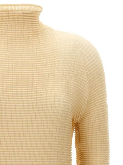 Issey Miyake Womens 40-light Beige Pleated High-neck Woven Top In Yellow