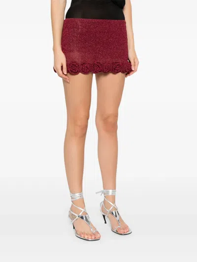 Oseree Lumière Rose Mini Skirt In Red