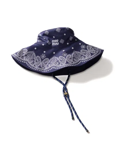 Miu Miu Bandana-print Bucket Hat In Blue
