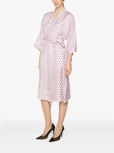 Genny Floral-print Belted Dress In Pink