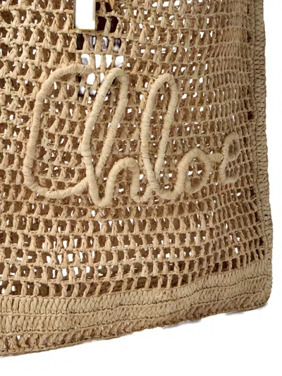 Chloé Summer Banana Logo-detail Raffia Tote Bag