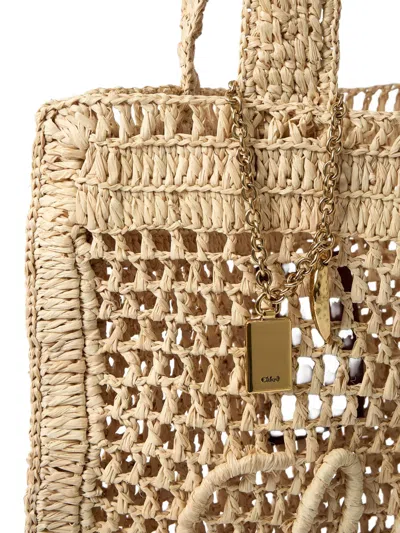 Chloé Summer Banana Logo-detail Raffia Tote Bag