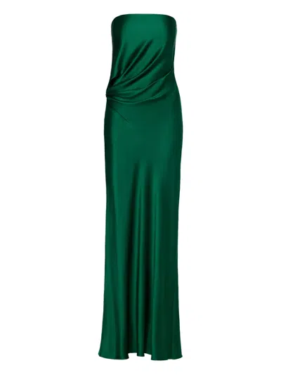 The Sei Strapless Silk Maxi Dress In Green