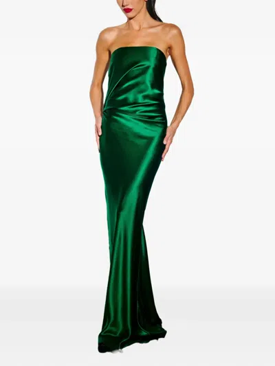 The Sei Strapless Silk Maxi Dress In Green