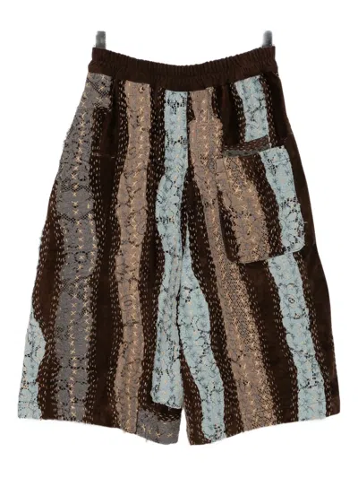By Walid Lace On Suede Bermuda Shorts In Multi