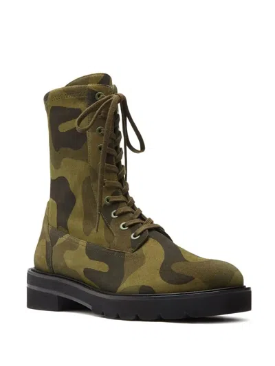 Stuart Weitzman Ande Liftie Lace-up Combat Boots In Green