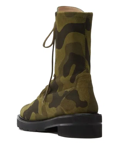 Stuart Weitzman Ande Liftie Lace-up Combat Boots In Green