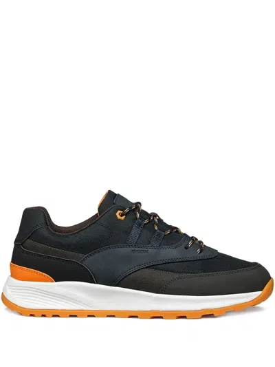 Geox Lace-up Panelled Sneakers In Black