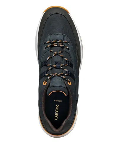 Geox Lace-up Panelled Sneakers In Black